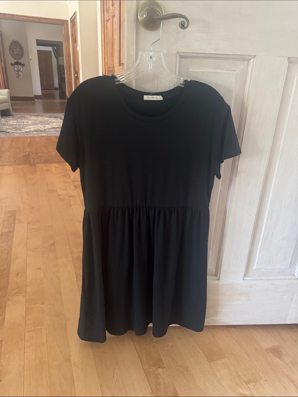 Black Short Sleeve Babydoll Dress
